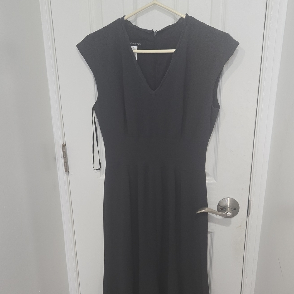 Jones New York Black Sheath Dress with Flutter Cap Sleeves